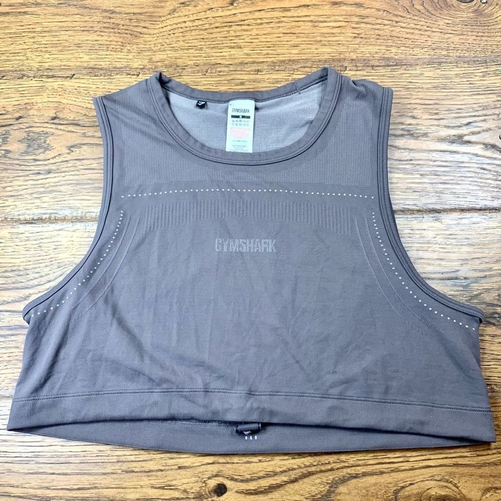 Gymshark Grey Mesh Muscle tee work out tank top athletic cropped t shirt